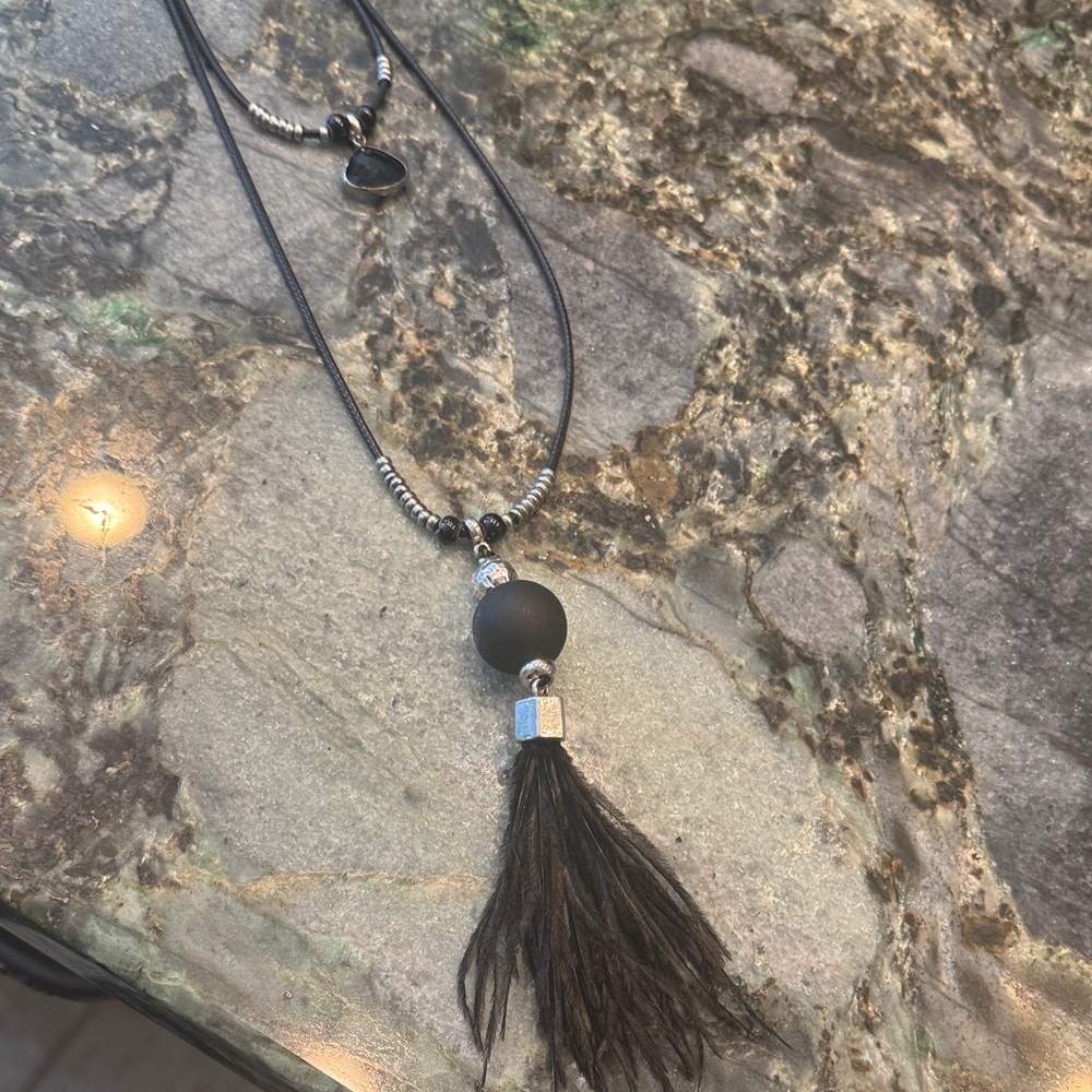 Elegant Black Beaded Necklace with Tassel